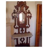 Antique Hall Tree w/Marble Shelf
