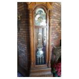 SLIGH WIND UP GRANDFATHER CLOCK WITH 2 KEYS