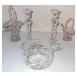 Glass Baskets & Candlesticks