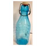 Blue Milk Bottle w/ Attached Stopper