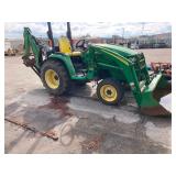 2010 John Deere 3520 Tractor with Front Bucket and Backhoe Attachments