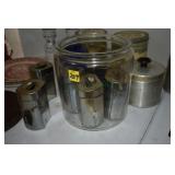 Canisters, Grease pot, spice tins, Counter jar