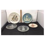 6 collector plates. 3 Norman Rockwell, clear
