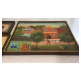 7 pieces of wall art. One piece is hand painted