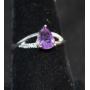 Amethyst and Diamond Silver Ring