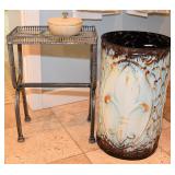 Small Metal and Glass Table, Wastebasket