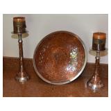 Copper and Glass Mosaic 5 Pc Console Set