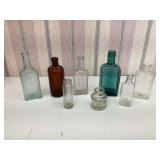 8 ANTIQUE MEDICINE BOTTLESTOYS   BOARD GAMES