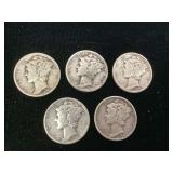 5 1944 MERCURY HEAD DIMES - COINSBlue enamel kitchen set