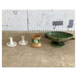 3 PIECES ROSEVILLE POTTERYBOX OF CLEAR DISHES - GLASS