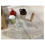 Assorted glass and pottery vases3 BIRD FEEDERS - LAWN & GARDEN