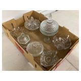 Ornate glass serving piecesAssorted accessories for belts and straps