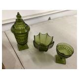 ASSORTMENT OF GREEN GLASSWARE - GLASS2-1 2 TON FLOOR JACK WITH CASE - TOOLS