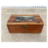 Old wooden box with jewelry5 PAIR OF GOLD EARRINGS - GOLD & SILVER