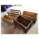 4 WOODEN CRATES BOXES - HOUSEHOLD MISC