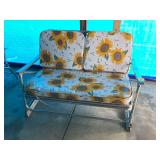 Retro aluminum lawn love seat with cushions