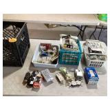 Plastic crate with covers and outlets