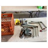Various garage door parts shelves and 4 casters