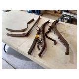 Antique horse hames and corn knives