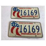 Matching numbers on DC 1977 Inauguration plates