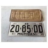 Unused 1948 Michigan plate with sleeve