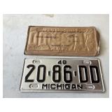 New old stock 1948 Michigan plate with sleeve