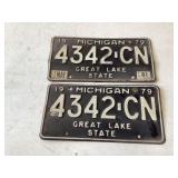 Two matching 1979 Michigan plates
