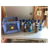 Blue spray paint in crate