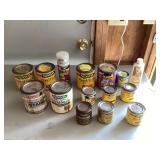 Various cans of stain