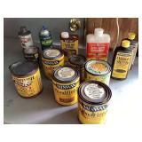 Various finishing supplies for woodworking