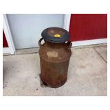 Antique metal milk container from Luther MI
