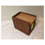 ANTIQUE WOOD BOX W SLIDE LID - VINTAGE