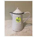Monochrome enamel teapot
