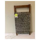 Wooden framed washboard with galvanized material