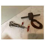 Old kitchen utensils and yarn accessory