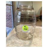 GLASS BARREL JAR - VINTAGE