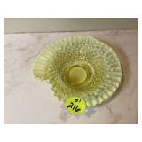 Vintage glass bowl with textured design and wavy edges