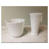 2 MILK GLASS PIECES - GLASS