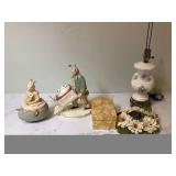 Vintage lamp with spring decor