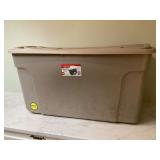Large 50-gallon durable storage tote by Rubbermaid
