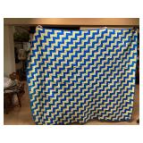 Blue and yellow handmade quilt