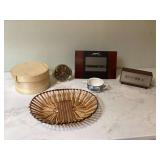 Antique clock cheese box bamboo basket