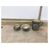 3 SIGNED STONEWARE PIECES