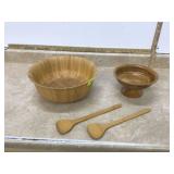Large myrtle wood salad set