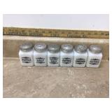 6 MILK GLASS SPICE JARS - GLASS