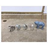 Old cat figurines and planter