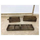 3 ANTIQUE WOOD BOXES - VINTAGE