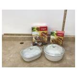 2 Borcam casserole dishes with lids2 Corningware c