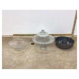 2 glass cake stands bundt pan small cloche