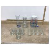 Drink station with pitchers and glasses